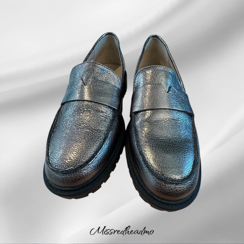 Metallic Silver Loafers